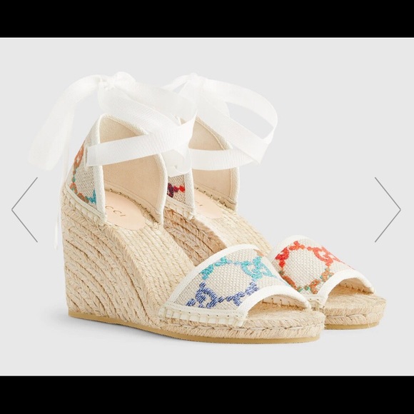 Gucci Espadrille Wedge multi color! Brand new! Sold out this size everywhere! 😍 - Picture 1 of 7